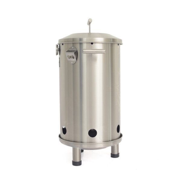 Volcano small barrel grill and smoker made of stainless steel