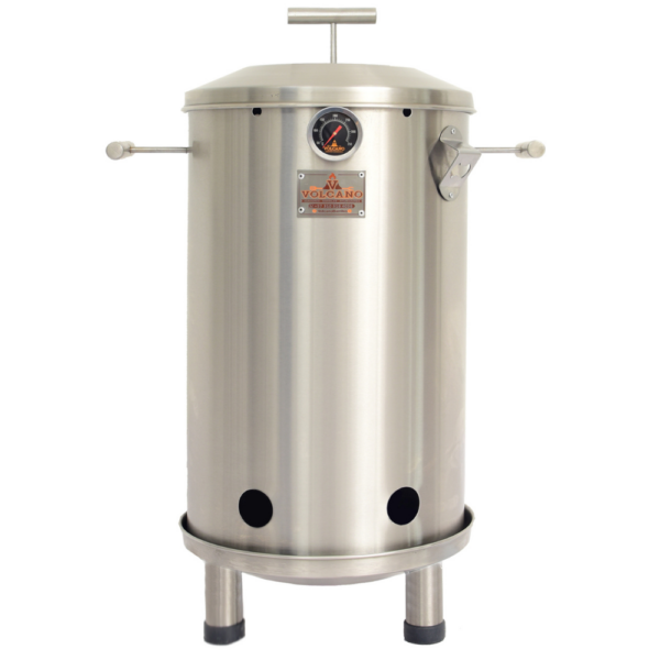 Volcano small barrel grill and smoker made of stainless steel